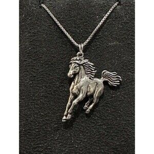 Tommy Moore Navajo RUNNING HORSE Sterling Silver Pendant 18" Necklace
